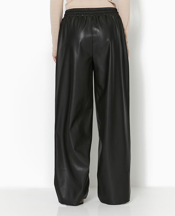 Pantalon en simili taille élastiquée noir - Pimkie