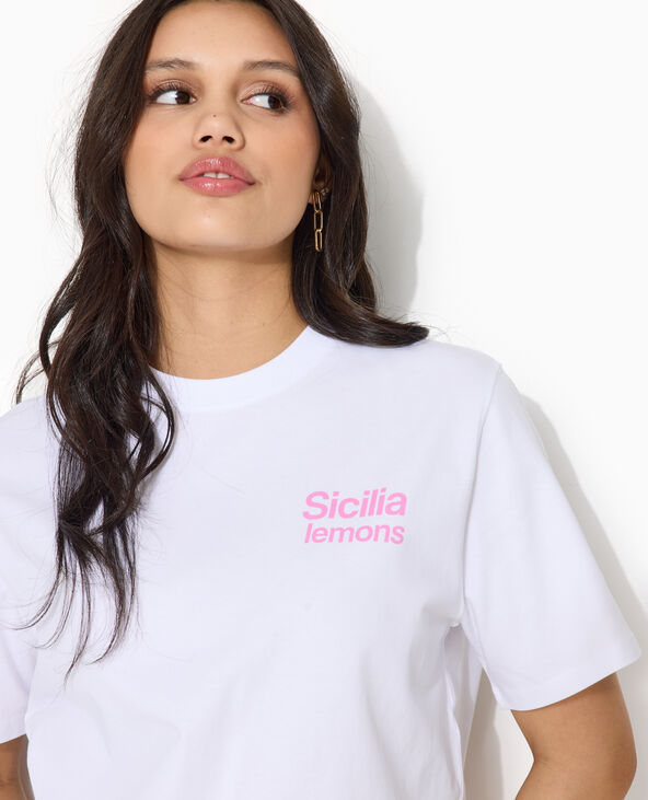 T-shirt oversize avec print poitrine et dos blanc - Pimkie
