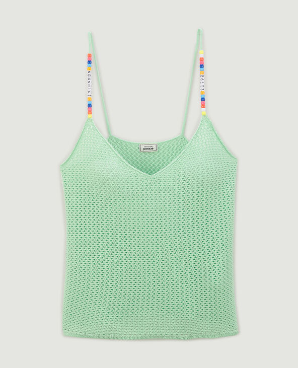 Top en crochet avec bretelles perles vert - Pimkie