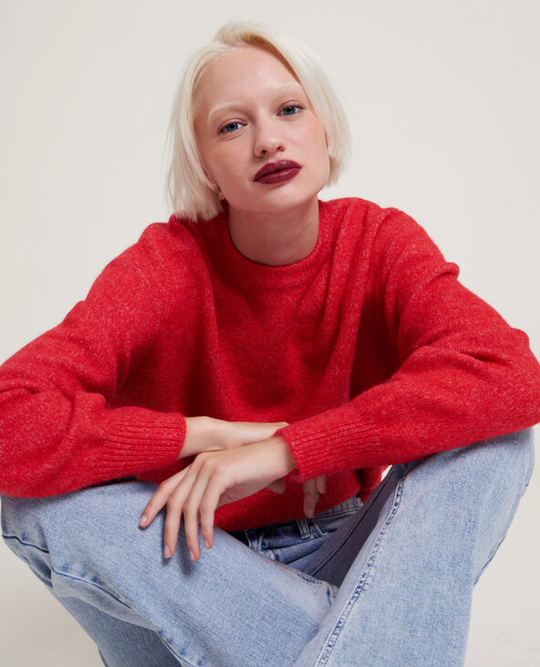Pull col rond rouge - Pimkie