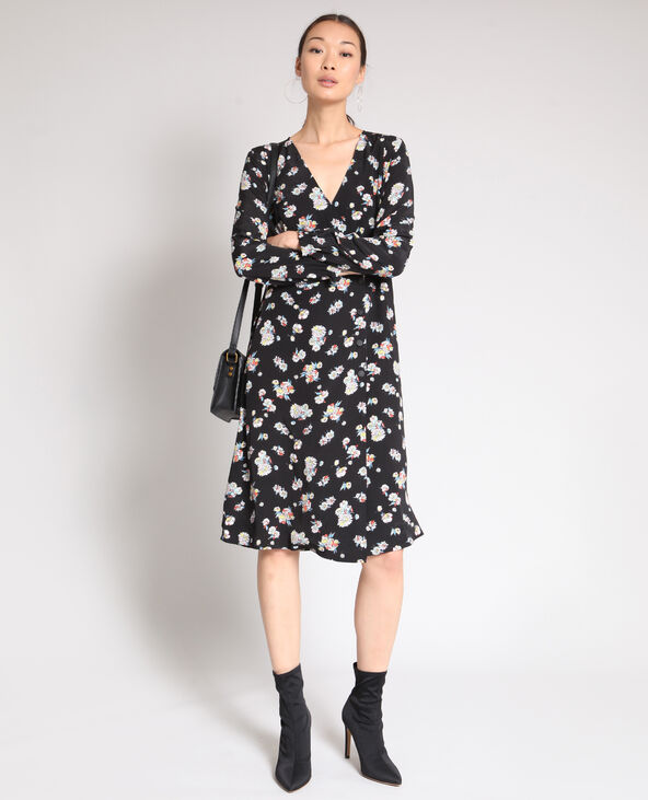 Robe midi à fleurs noir - Pimkie