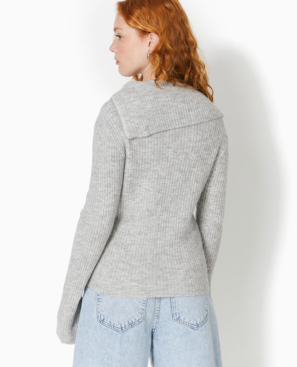 Gilet zippé en maille côtelée gris chiné - Pimkie