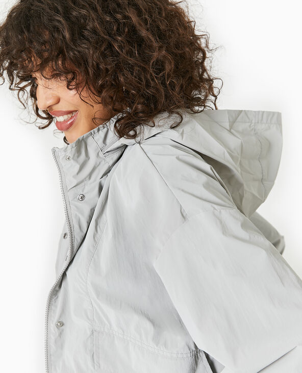 Veste coupe-vent courte avec liens et stoppeurs gris clair - Pimkie