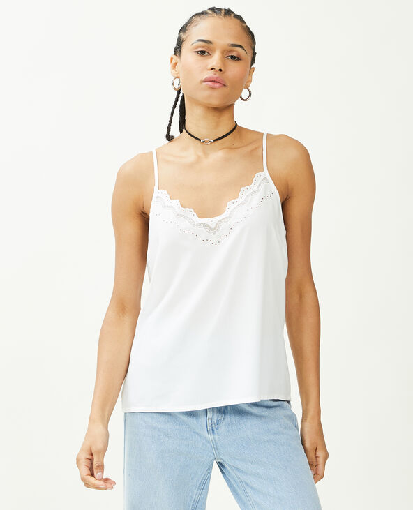 Top dentelle fines bretelles blanc - Pimkie