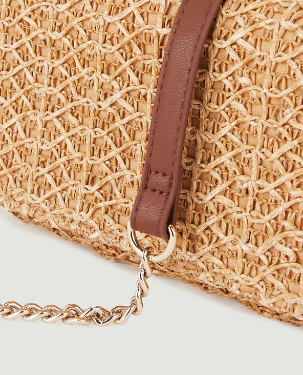 Sac pochette en raphia avec chaine sable - Pimkie