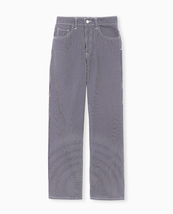 Jean rayé droit taille haute bleu foncé - Pimkie