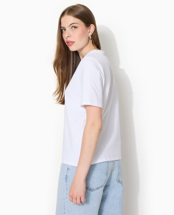 T-shirt avec étiquette cousue devant blanc - Pimkie