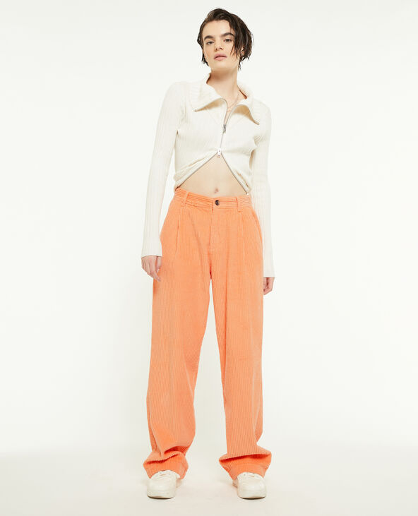 Pantalon velours droit avec pinces orange - Pimkie