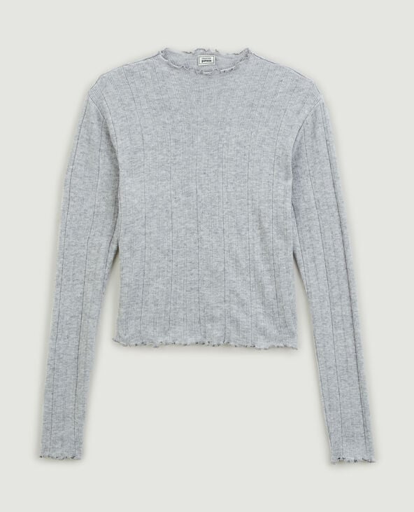 Pull maille fine côtelée gris clair - Pimkie