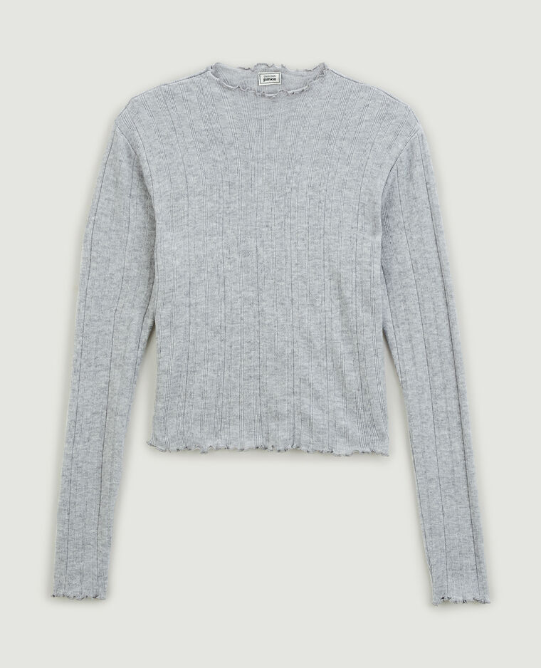 Pull maille fine côtelée gris clair - Pimkie