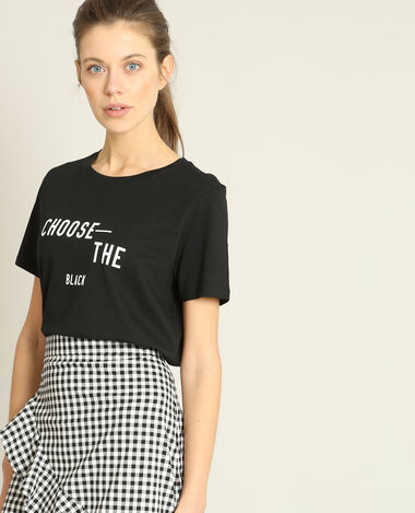 T-shirt à message noir - Pimkie