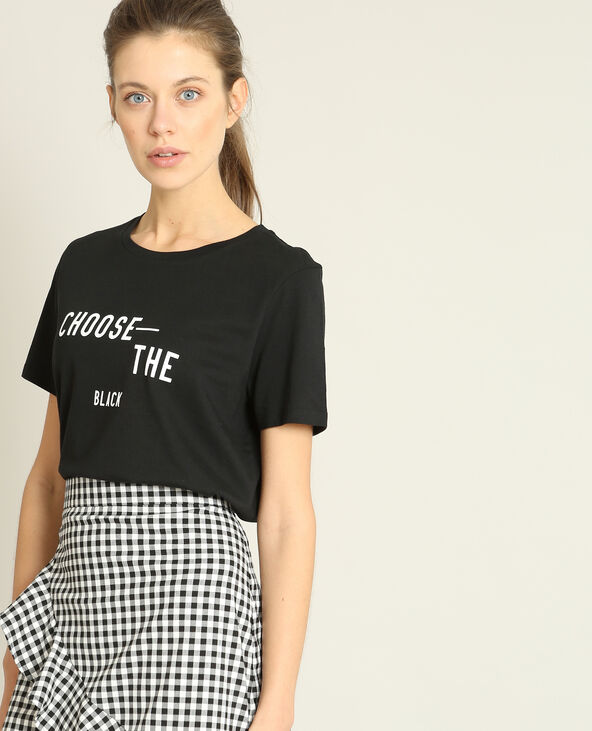 T-shirt à message noir - Pimkie