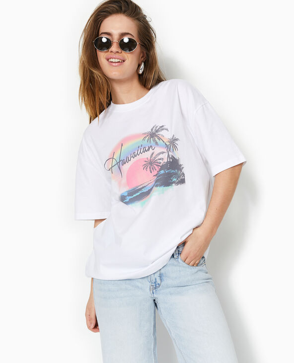 T-shirt oversize avec print devant blanc - Pimkie