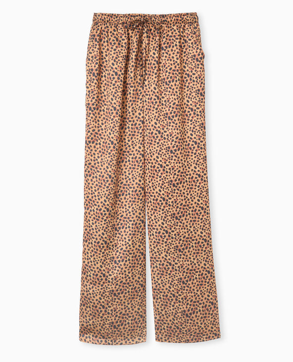 Pantalon large en tissu satiné motif léopard marron - Pimkie