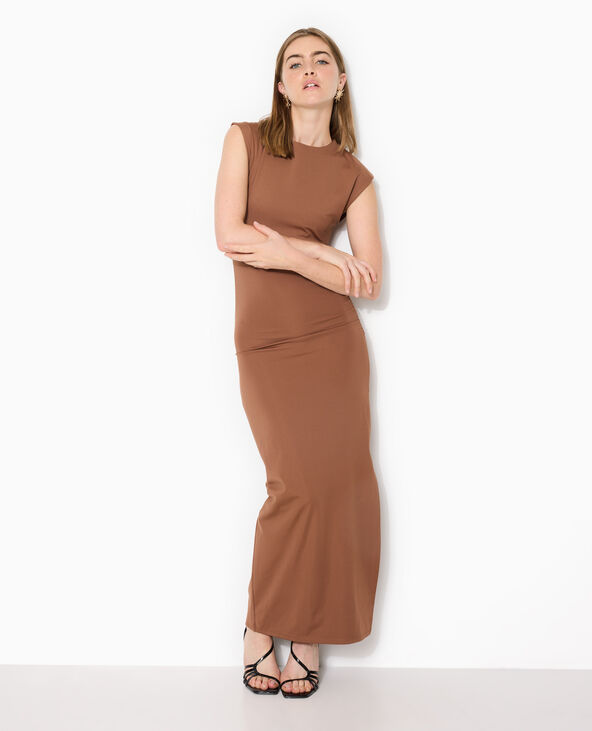 Robe longue sans manches avec fronces marron - Pimkie
