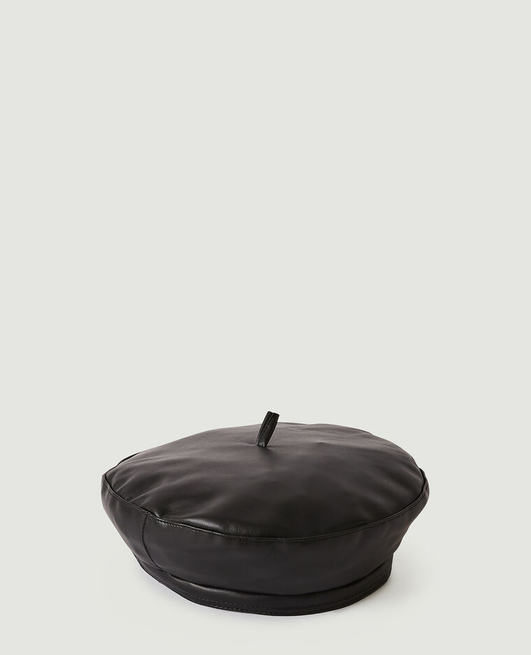 Béret en simili cuir noir - Pimkie