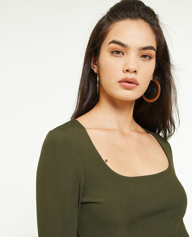 Top encolure carrée effet corset vert kaki - Pimkie