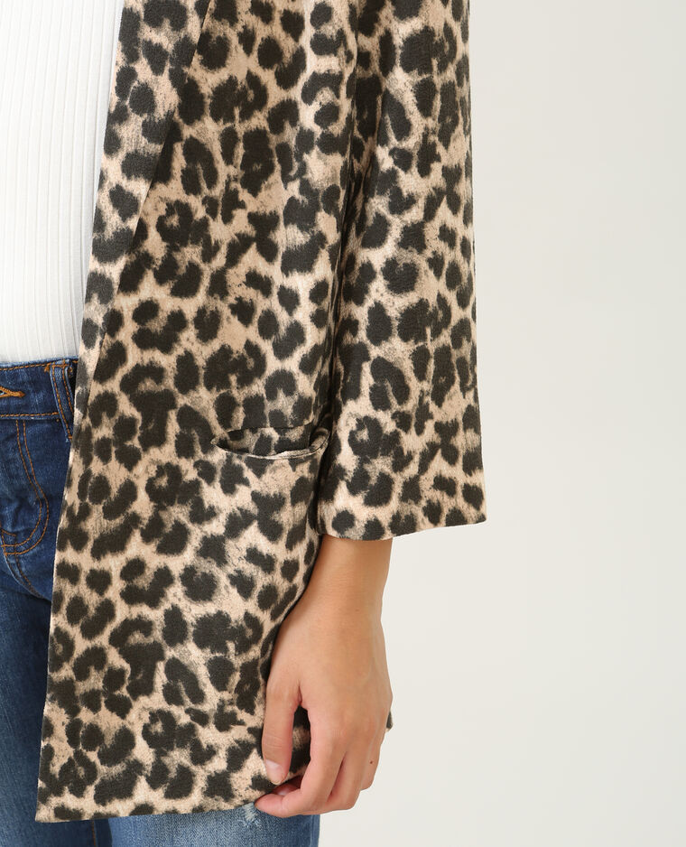 Blazer en crêpe léopard noir - Pimkie