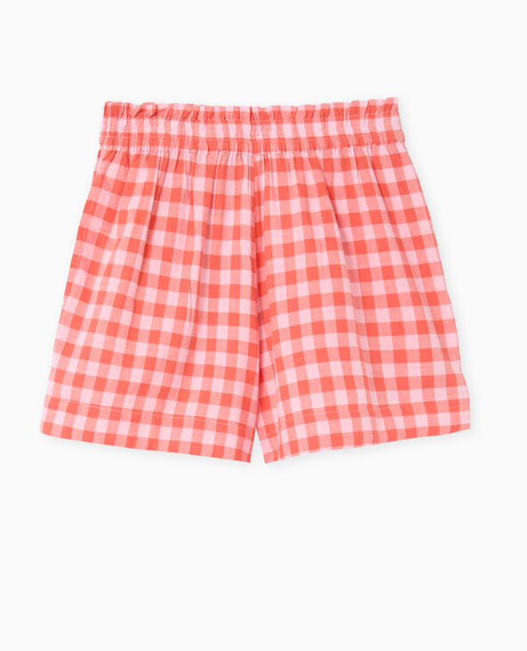 Short taille élastiquée motif vichy orange - Pimkie