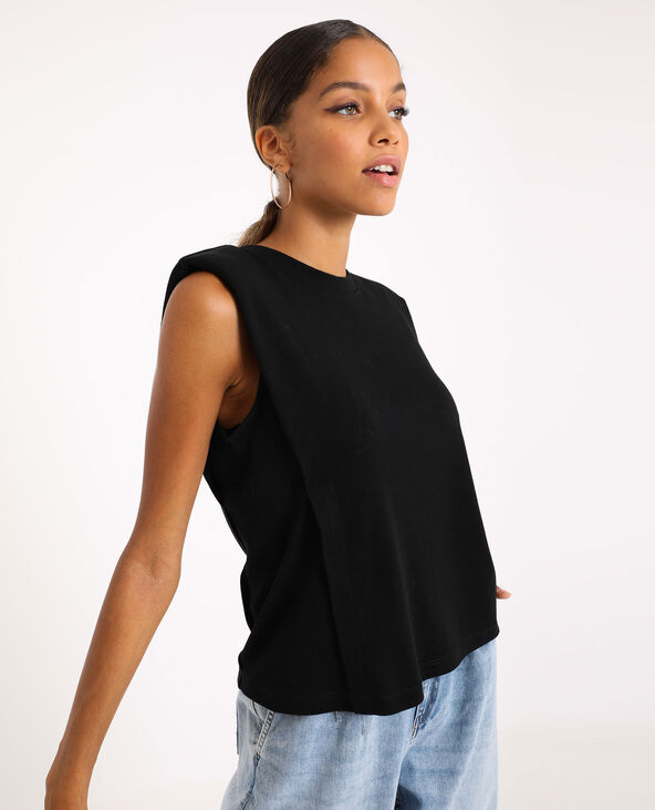 T-shirt à épaulettes noir - Pimkie