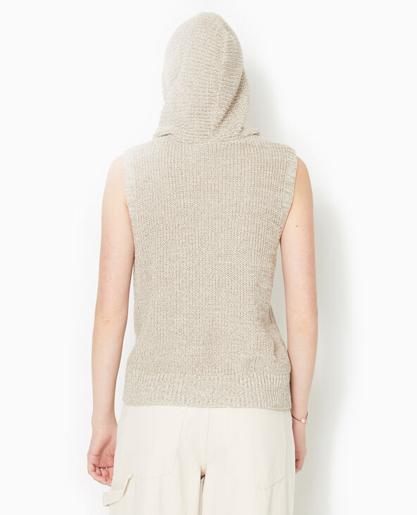Pull sans manches avec capuche beige - Pimkie