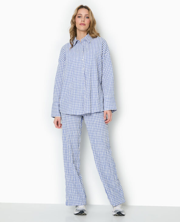 Chemise oversize motif vichy bleu - Pimkie