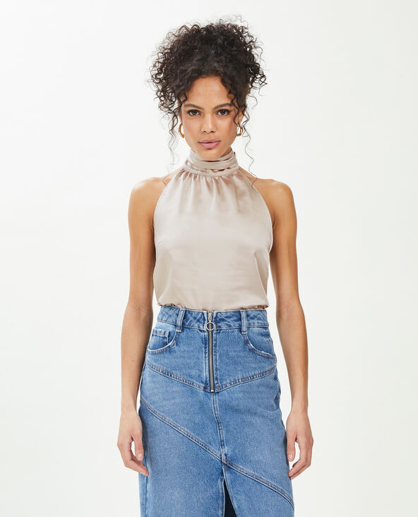 Top dos-nu satiné encolure américaine blanc - Pimkie