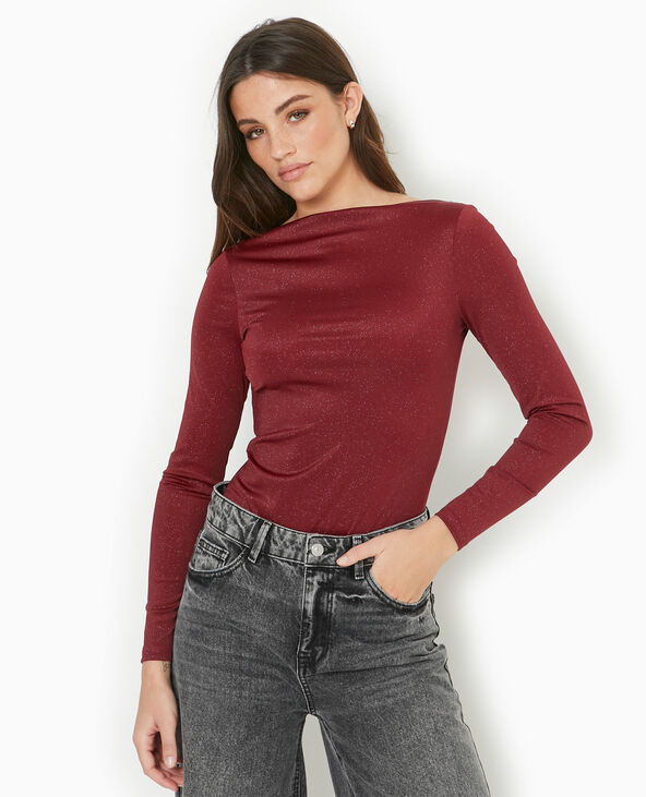 Body en maille avec lurex bordeaux - Pimkie