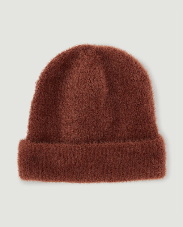 Bonnet en maille fluffy camel - Pimkie