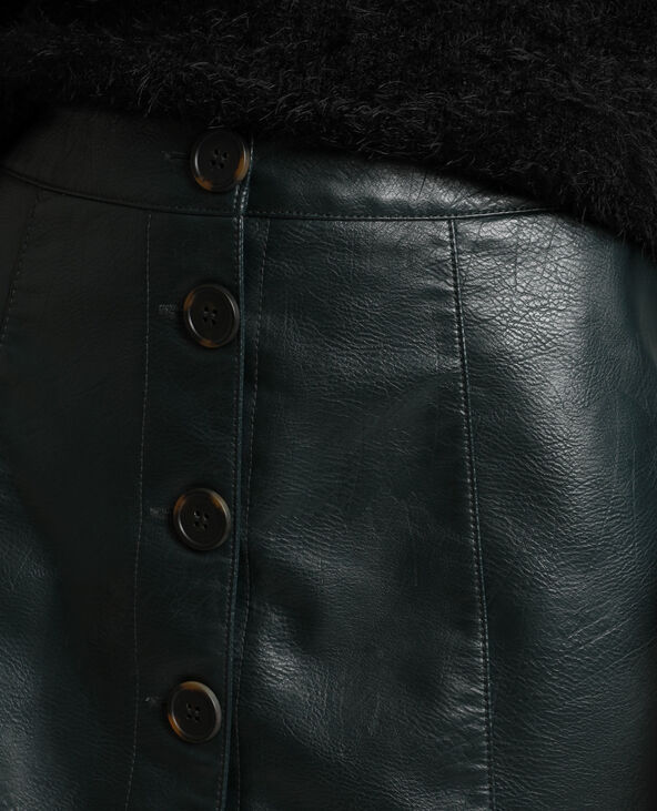 Jupe en simili cuir vert foncé - Pimkie