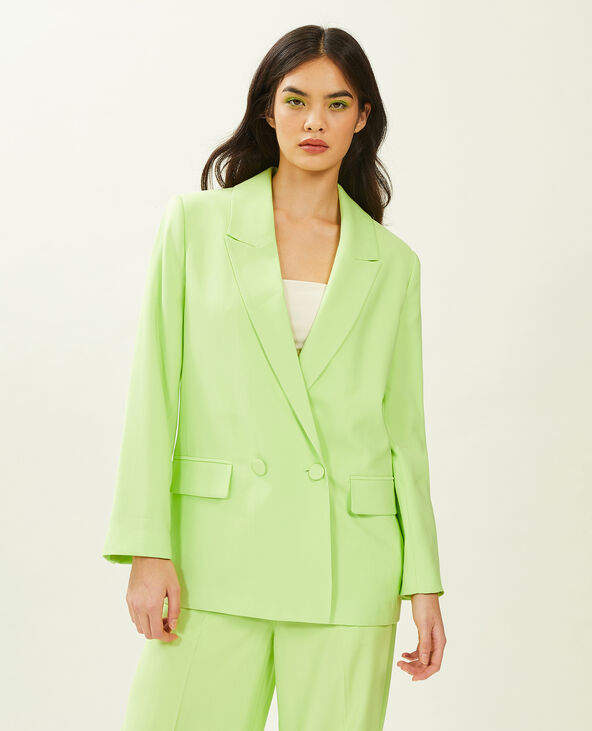 Veste blazer oversize en toile fluide vert anis - Pimkie