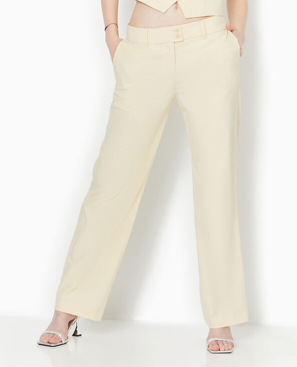 Pantalon droit taille basse beige - Pimkie