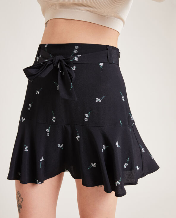 Jupe-short à volant noir - Pimkie