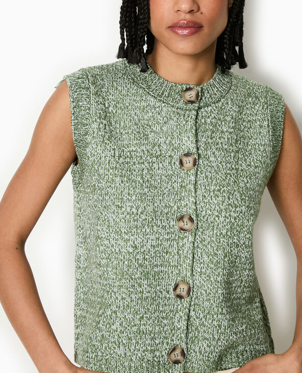 Gilet sans manches en maille moulinée vert kaki - Pimkie
