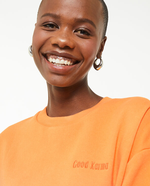 Sweat oversize dégradé et brodé orange - Pimkie