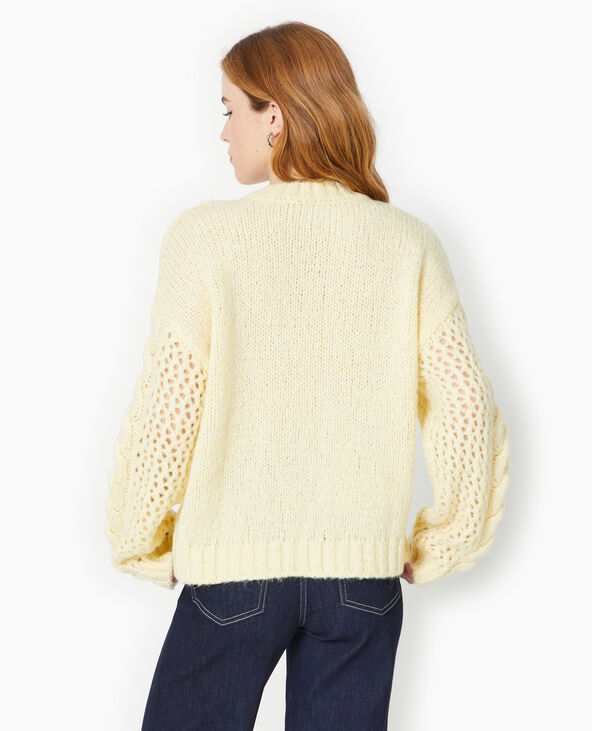 Pull en maille ajourée et torsadée Jaune pâle - Pimkie