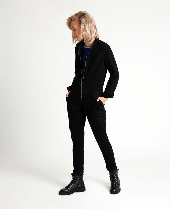 Combi-pantalon en jean noir - Pimkie