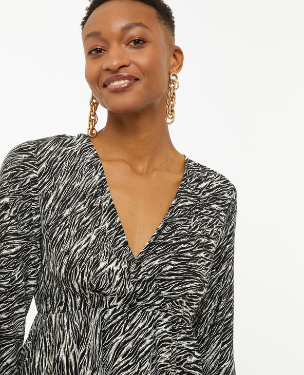 Blouse cache-cœur en tissu fluide noir - Pimkie