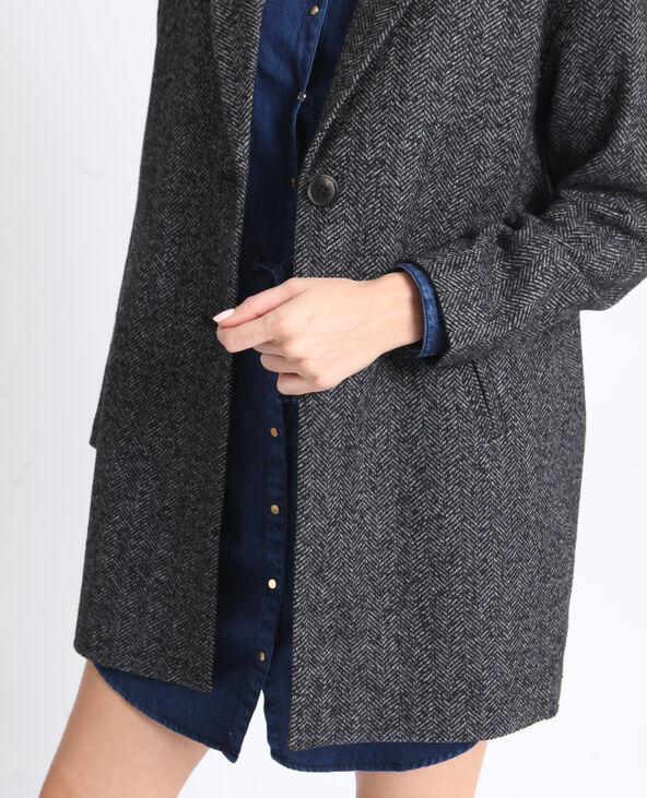 Manteau droit en laine gris chiné - Pimkie