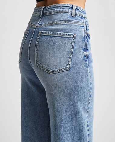 Jean wide leg bas coupés bleu - Pimkie