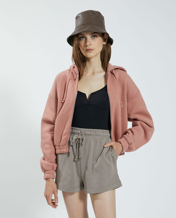 Sweat à capuche zippé molleton rose - Pimkie