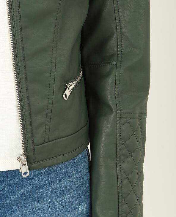 Veste simili cuir vert foncé - Pimkie