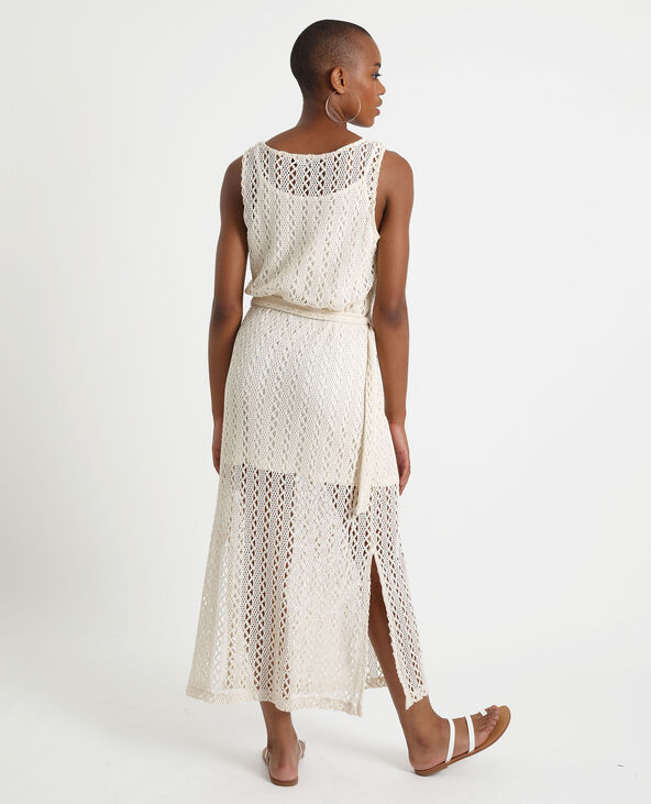 Robe longue ajourée beige - Pimkie