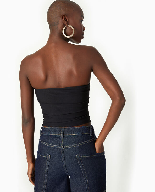 Top bustier en tissu stretch avec drapé noir - Pimkie