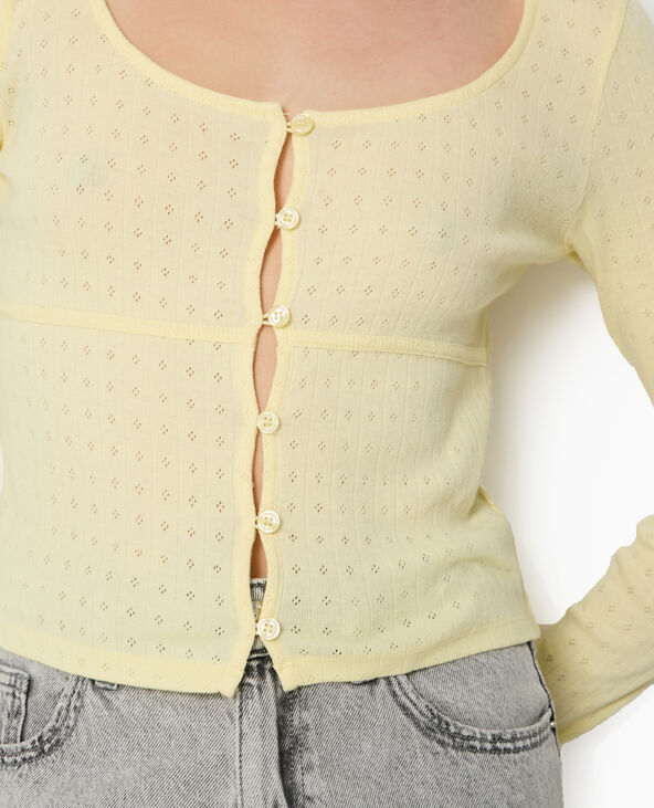 Top cardigan en maille fantaisie jaune - Pimkie