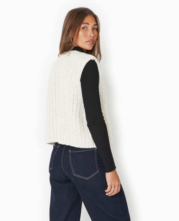 Gilet sans manches grosses mailles blanc - Pimkie