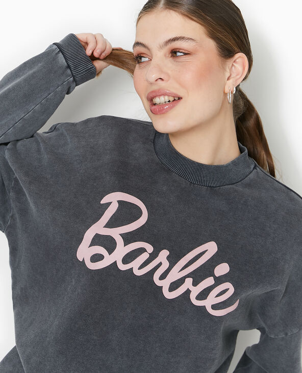 Sweat effet délavé acid wash BARBIE gris foncé - Pimkie