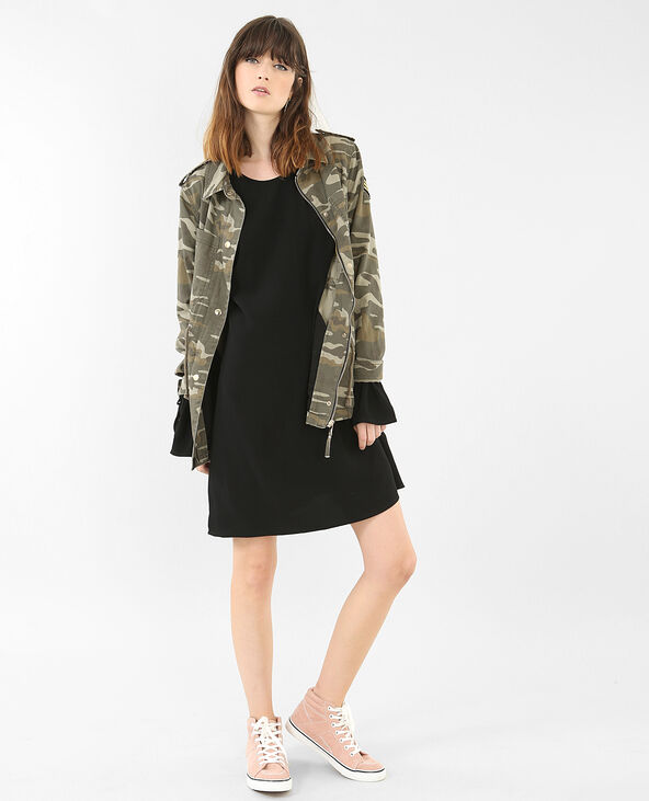 Robe manches volant noir - Pimkie