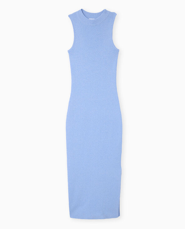 Robe longue et moulante en maille côtelée bleu clair - Pimkie