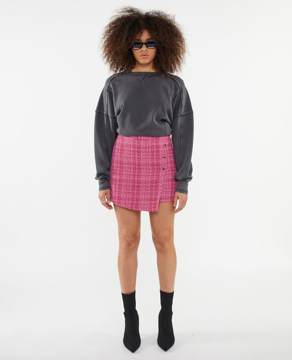 Jupe-short asymétrique en tweed rose - Pimkie